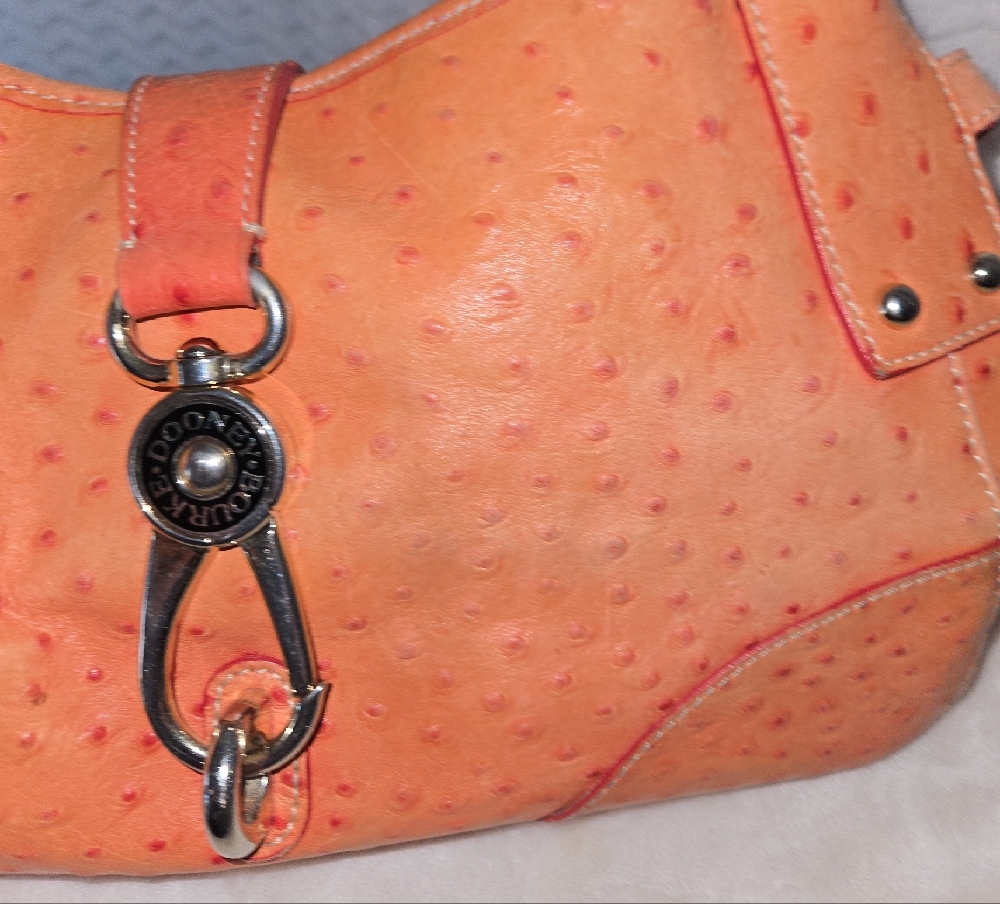 Dooney And Bourke Orange Ostrich Leather Satchel Handbag - Picture 12 of 12